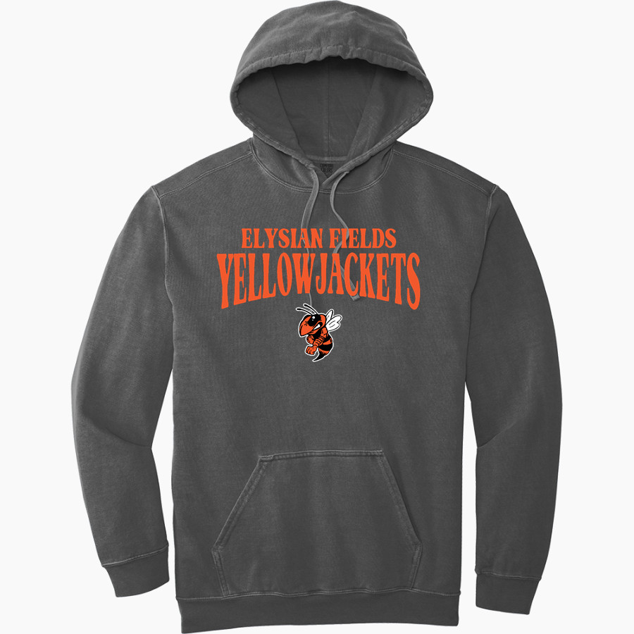 ELYSIAN FIELDS HIGH SCHOOL YELLOWJACKETS <span class="pdp-name-mascot">ELYSIAN FIELDS YELLOWJACKETS</span> Comfort Colors Adult Ring Spun Hooded Sweatshirt