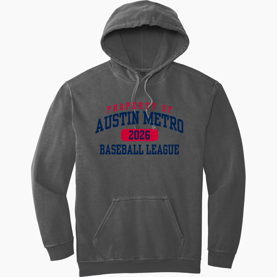 AUSTIN METRO BASEBALL LEAGUE <span class="pdp-name-mascot">AUSTIN METRO BASEBALL LEAGUE</span> Comfort Colors Adult Ring Spun Hooded Sweatshirt