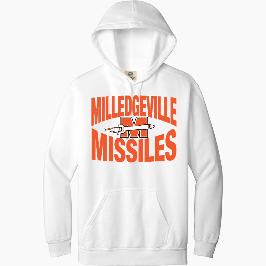 Milledgeville Missiles <span class="pdp-name-mascot">Milledgeville High School Missiles</span> Comfort Colors Adult Ring Spun Hooded Sweatshirt