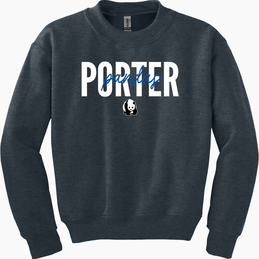 Porter Pandas official sideline store <span class="pdp-name-mascot">Porter Elementary School Pandas</span> Gildan Youth Heavy Blend Crewneck Sweatshirt