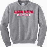 AUSTIN METRO BASEBALL LEAGUE <span class="pdp-name-mascot">AUSTIN METRO BASEBALL LEAGUE</span> Gildan Youth Heavy Blend Crewneck Sweatshirt Front Thumbnail