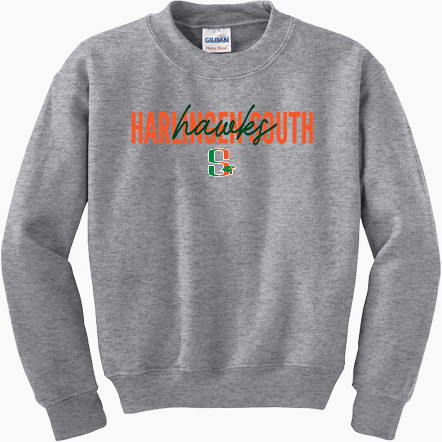 HARLINGEN SOUTH HIGH SCHOOL HAWKS <span class="pdp-name-mascot">HARLINGEN SOUTH HAWKS</span> Gildan Youth Heavy Blend Crewneck Sweatshirt