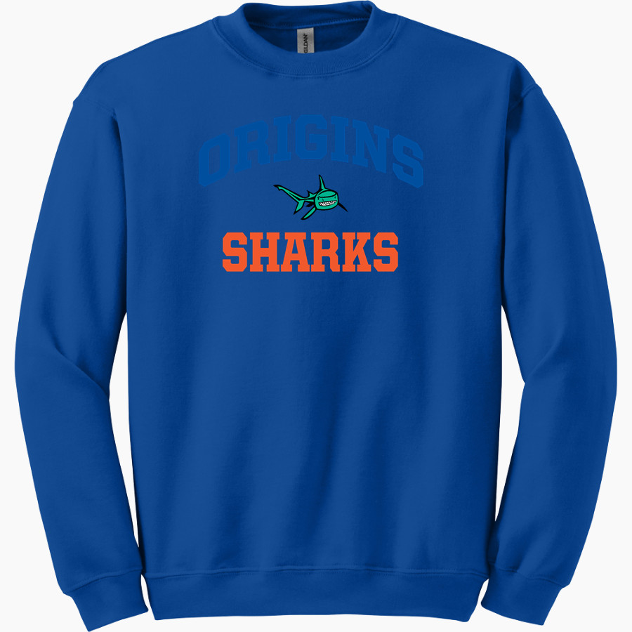 Origins Sharks Gildan Adult Heavy Blend Crewneck Sweatshirt
