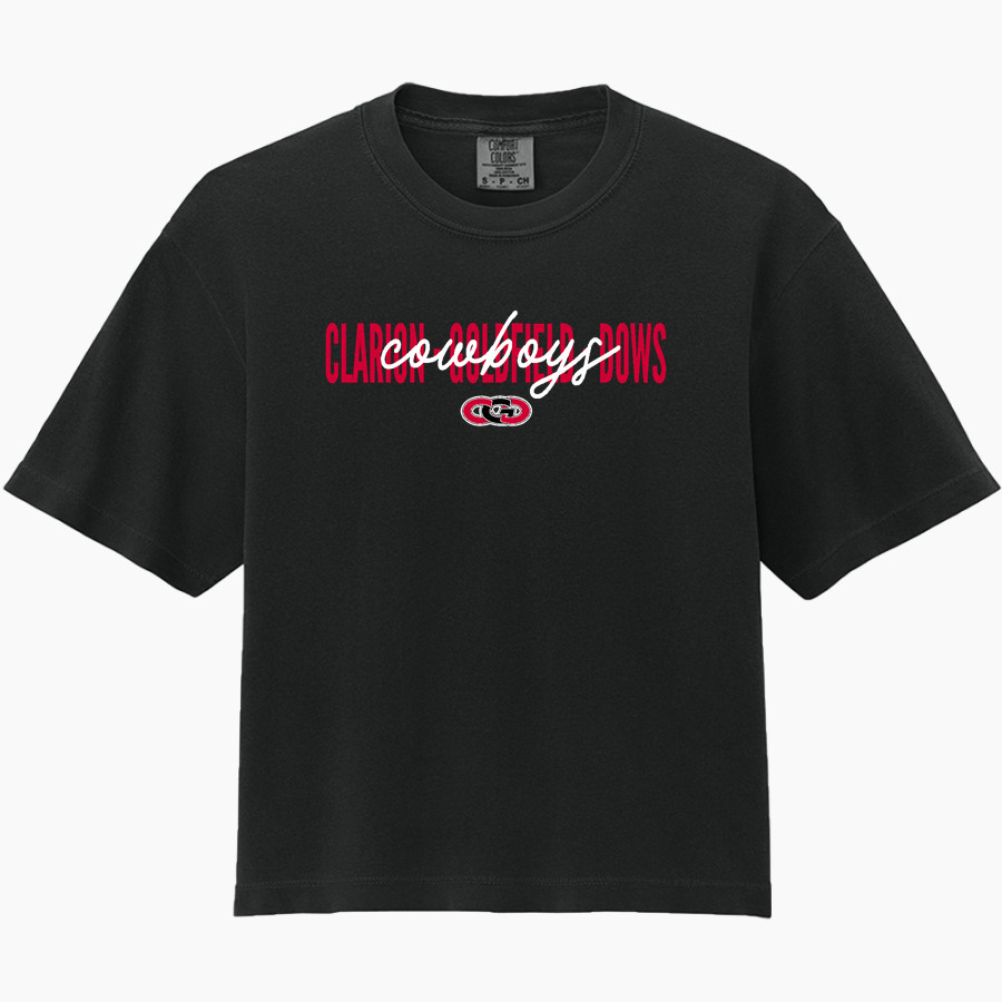 CLARION-GOLDFIELD-DOWS HIGH SCHOOL COWBOYS <span class="pdp-name-mascot">CLARION - GOLDFIELD COWBOYS</span> Comfort Colors Women's Heavyweight Boxy Tee