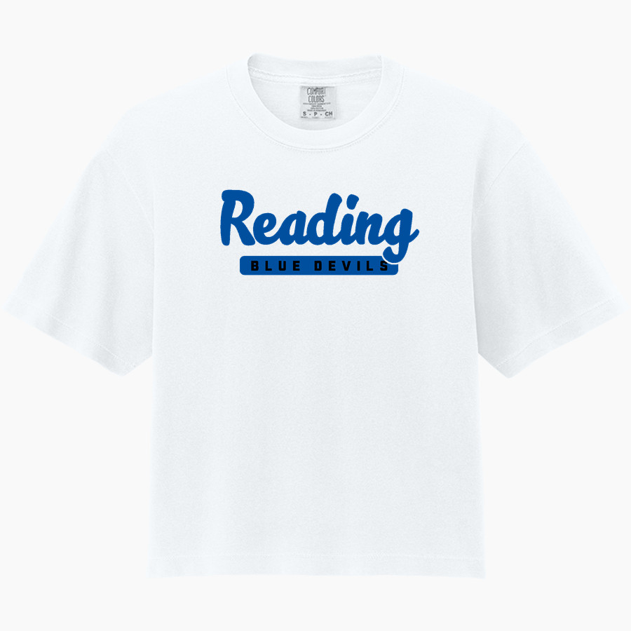 READING SENIOR HIGH SCHOOL BLUE DEVILS <span class="pdp-name-mascot">READING BLUE DEVILS</span> Comfort Colors Women's Heavyweight Boxy Tee