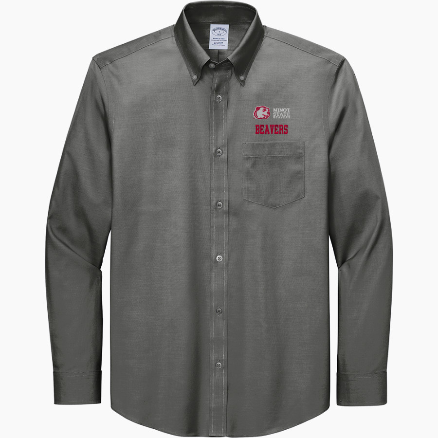 Minot State Beavers <span class="pdp-name-mascot">Minot State Beavers</span> Brooks Brothers Men's Wrinkle-Free Stretch Pinpoint Shirt
