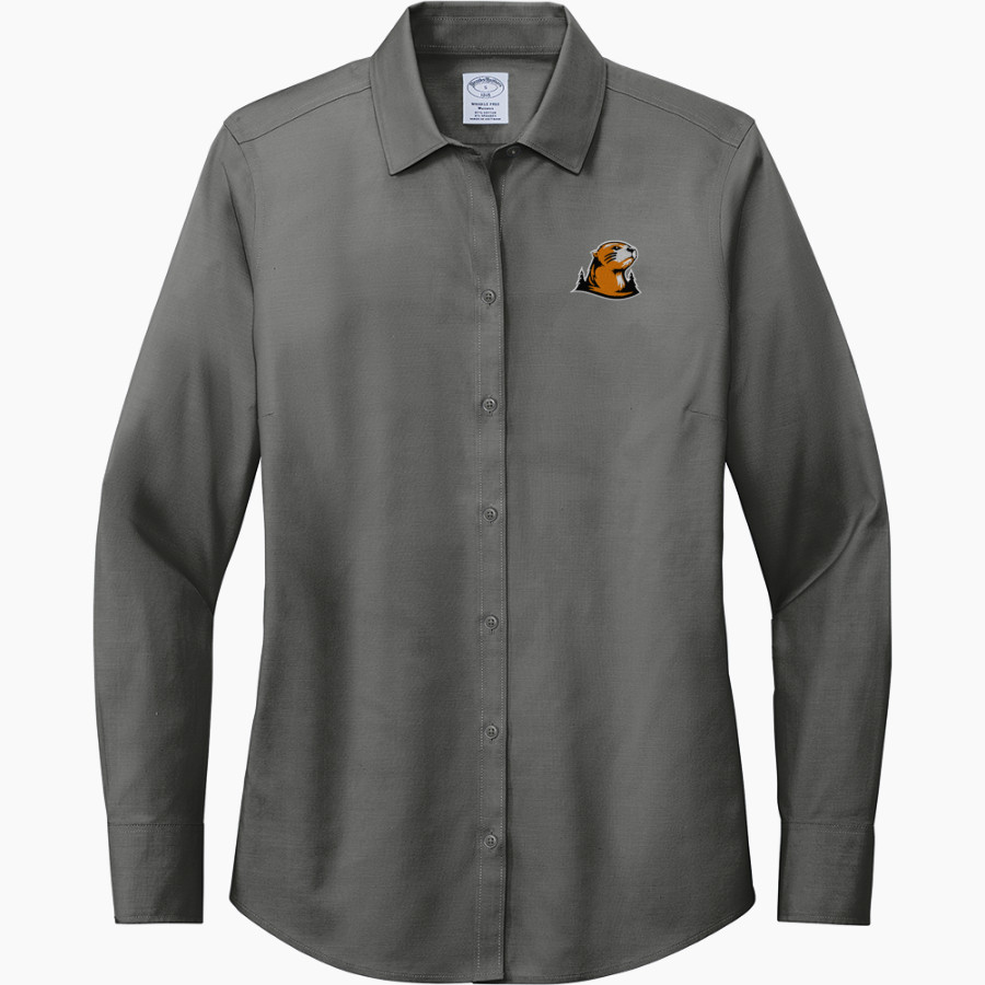 Lewis & Clark College The Official Online Store <span class="pdp-name-mascot">Lewis & Clark Pioneers</span> Brooks Brothers Women's Wrinkle-Free Stretch Pinpoint Shirt
