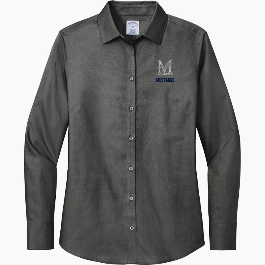 Meadows School The Official Store of the Mustangs <span class="pdp-name-mascot">Meadows School Mustangs</span> Brooks Brothers Women's Wrinkle-Free Stretch Nailhead Shirt