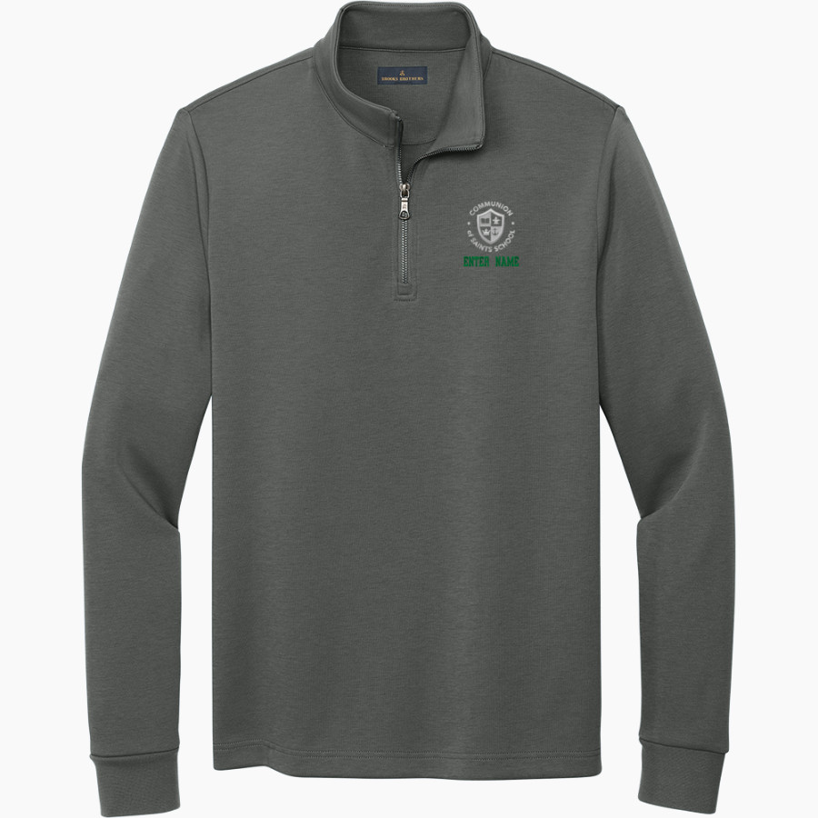 Communion of Saints School Sabres official sideline store <span class="pdp-name-mascot">Communion of Saints School Sabres</span> Brooks Brothers Men's Double-Knit 1/4-Zip Pullover