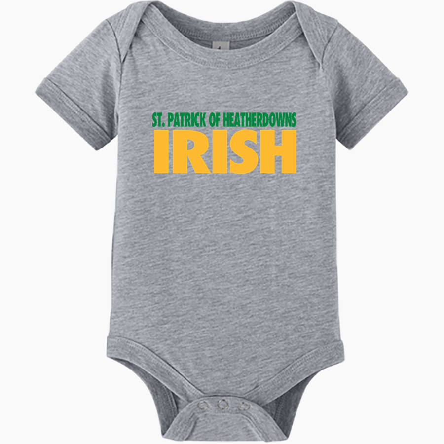 St. Patrick of Heatherdowns Irish <span class="pdp-name-mascot">St. Patrick of Heatherdowns Irish</span> BELLA+CANVAS Infant Jersey Short Sleeve One Piece
