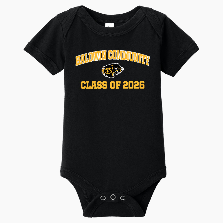 BALDWIN COMMUNITY SCHOOLS PANTHERS BELLA+CANVAS Infant Jersey Short Sleeve One Piece