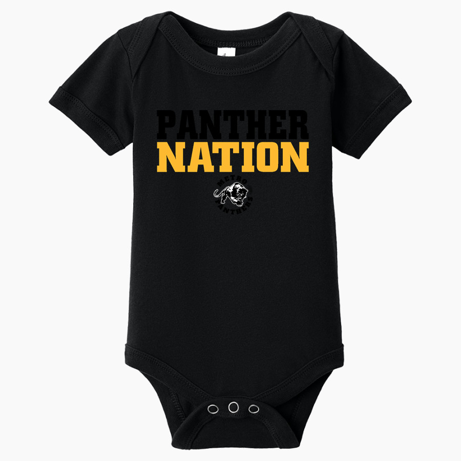 METRO ACADEMIC & CLASSICAL HIGH SCHOOL Online Store <span class="pdp-name-mascot">METRO ACADEMY & CLASSICAL METRO PANTHERS</span> BELLA+CANVAS Infant Jersey Short Sleeve One Piece