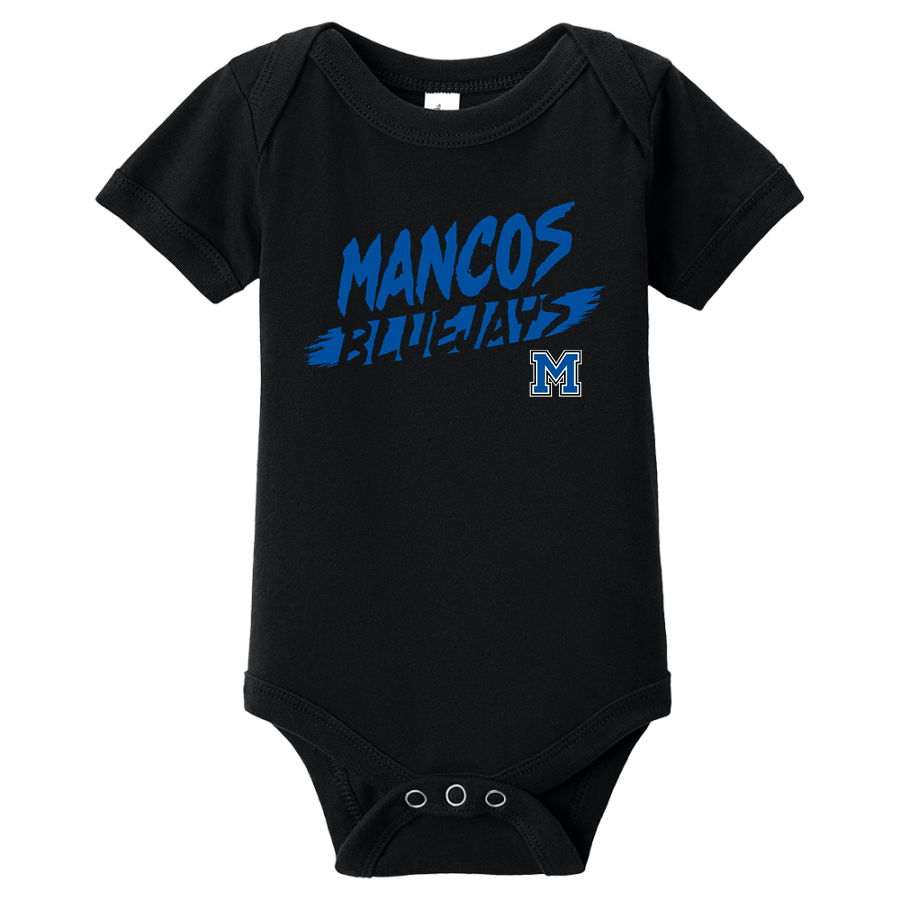 MANCOS HIGH SCHOOL BLUEJAYS <span class="pdp-name-mascot">MANCOS BLUEJAYS</span> BELLA+CANVAS Infant Jersey Short Sleeve One Piece