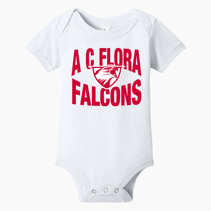 A C FLORA HIGH SCHOOL FALCONS <span class="pdp-name-mascot">A C FLORA FALCONS</span> BELLA+CANVAS Infant Jersey Short Sleeve One Piece