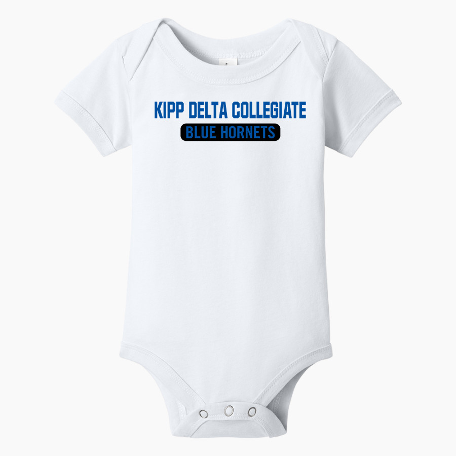 Kipp Delta Collegiate Blue Hornets <span class="pdp-name-mascot">Kipp Delta Collegiate Blue Hornets</span> BELLA+CANVAS Infant Jersey Short Sleeve One Piece