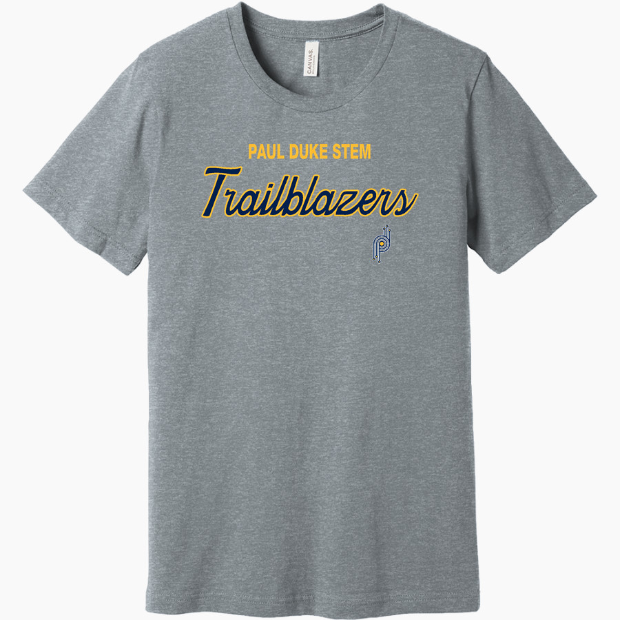 Paul Duke STEM Trailblazers <span class="pdp-name-mascot">Paul Duke High School Trailblazers</span> BELLA+CANVAS Unisex Heather CVC Short Sleeve Tee