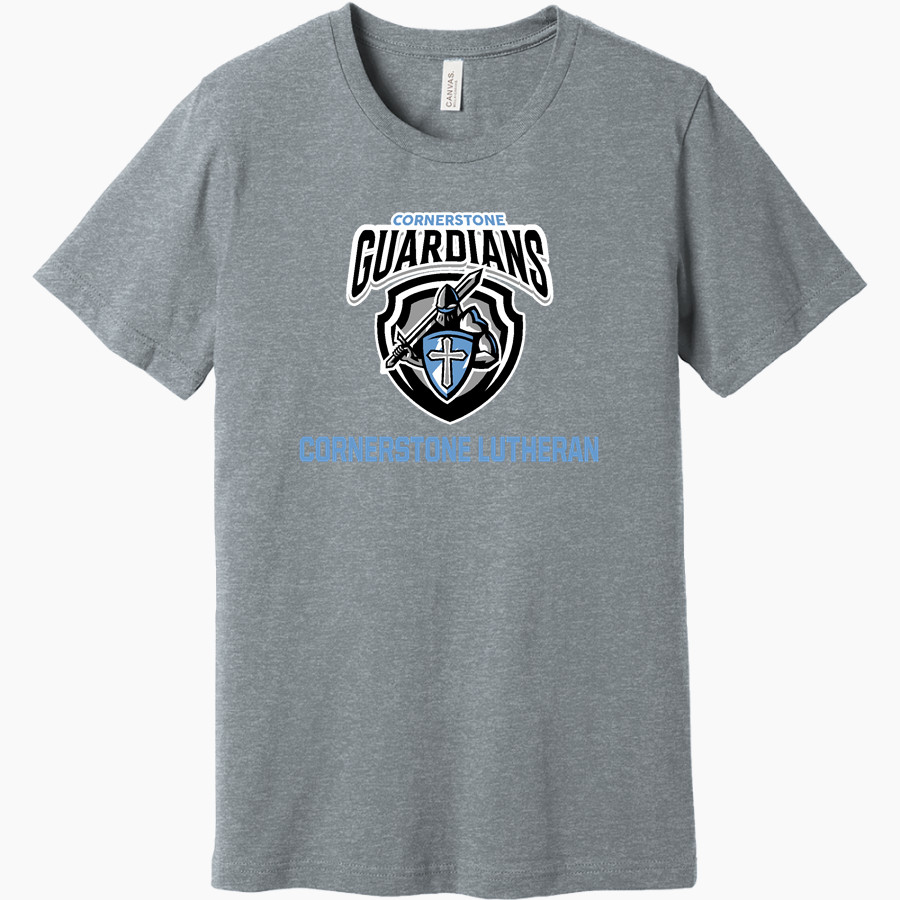 Cornerstone Lutheran Guardians <span class="pdp-name-mascot">Cornerstone Lutheran Guardians</span> BELLA+CANVAS Unisex Heather CVC Short Sleeve Tee