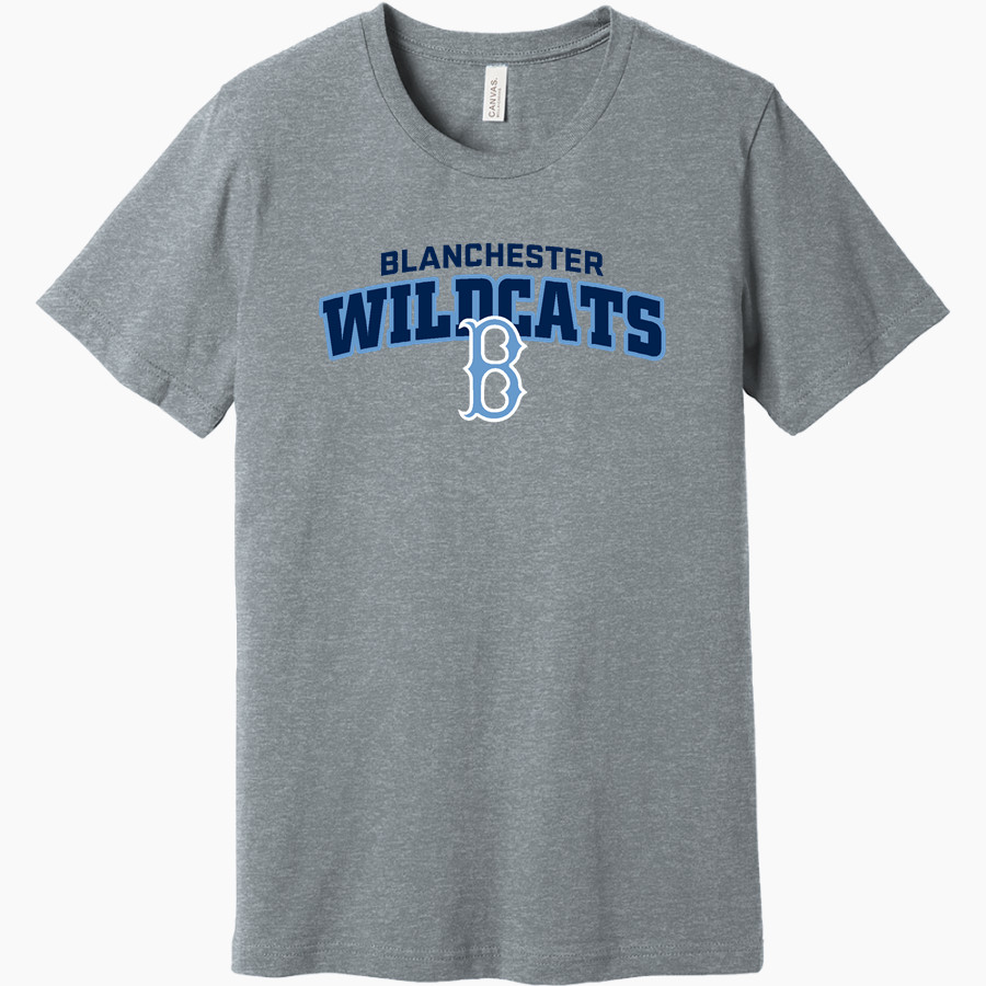 BLANCHESTER HIGH SCHOOL WILDCATS <span class="pdp-name-mascot">BLANCHESTER WILDCATS</span> BELLA+CANVAS Unisex Heather CVC Short Sleeve Tee