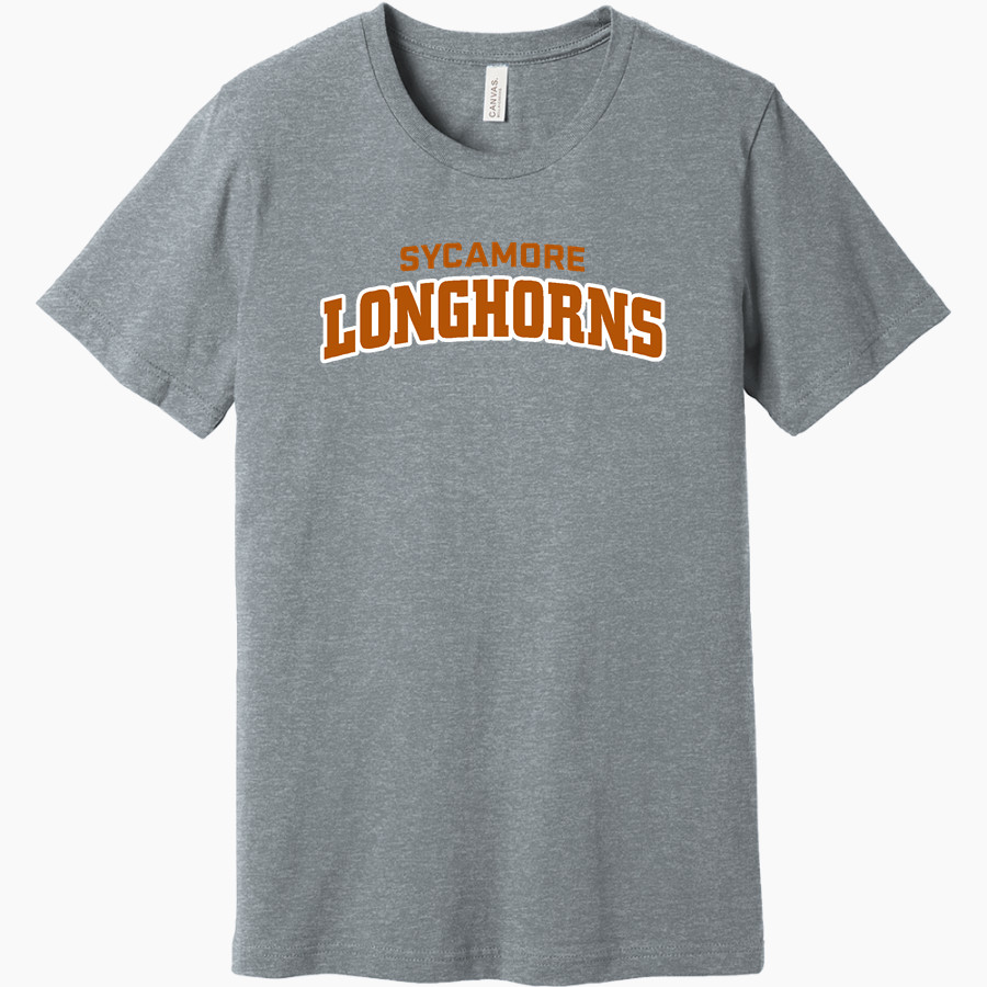 Sycamore Longhorns <span class="pdp-name-mascot">Sycamore Elementary School Longhorns</span> BELLA+CANVAS Unisex Heather CVC Short Sleeve Tee