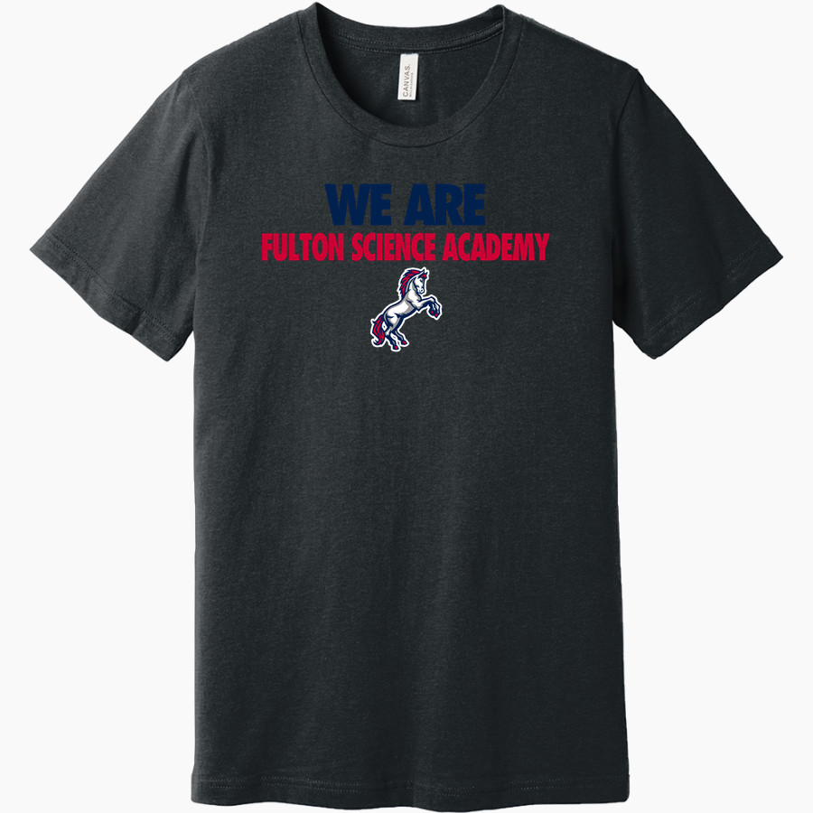 Fulton Science Academy Mustangs <span class="pdp-name-mascot">Fulton Science Academy Mustangs</span> BELLA+CANVAS Unisex Heather CVC Short Sleeve Tee