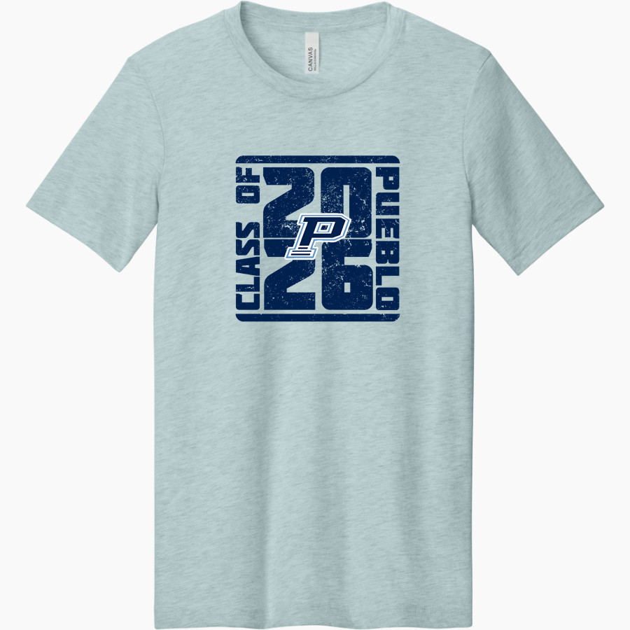 PUEBLO HIGH SCHOOL WARRIORS <span class="pdp-name-mascot">PUEBLO MAGNET WARRIORS</span> BELLA+CANVAS Unisex Heather CVC Short Sleeve Tee