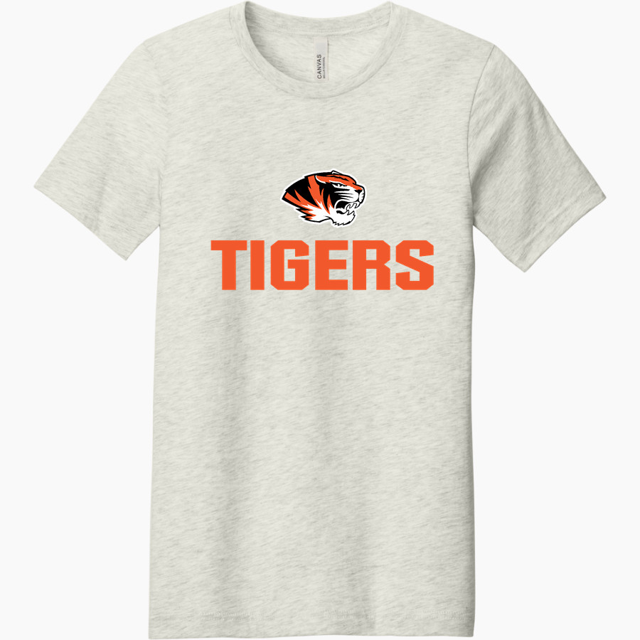 MEIGS COUNTY HIGH SCHOOL TIGERS <span class="pdp-name-mascot">MEIGS COUNTY TIGERS</span> BELLA+CANVAS Unisex Heather CVC Short Sleeve Tee