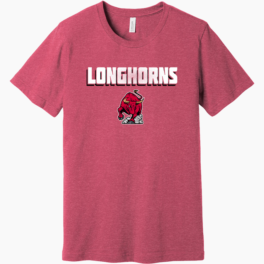 DOVER HIGH SCHOOL LONGHORNS BELLA+CANVAS Unisex Heather CVC Short Sleeve Tee