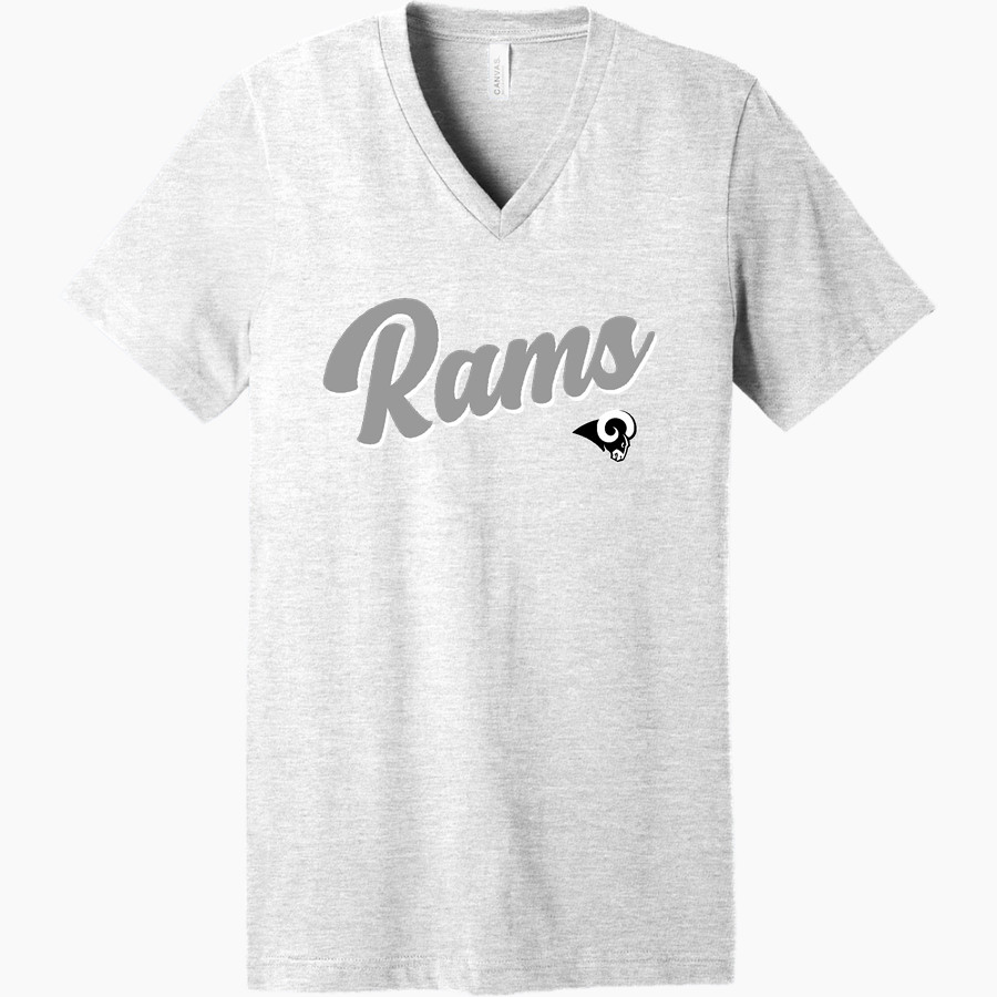 WILKINSON COUNTY CHRISTIAN ACADEMY RAMS <span class="pdp-name-mascot">WILKINSON CO RAMS</span> Bella+Canvas Unisex Jersey Short Sleeve V-Neck Tee
