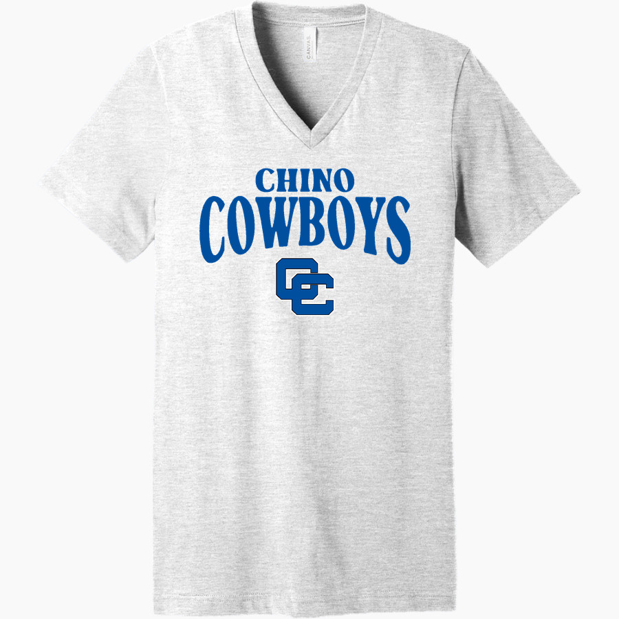 CHINO HIGH SCHOOL COWBOYS <span class="pdp-name-mascot">CHINO COWBOYS</span> Bella+Canvas Unisex Jersey Short Sleeve V-Neck Tee