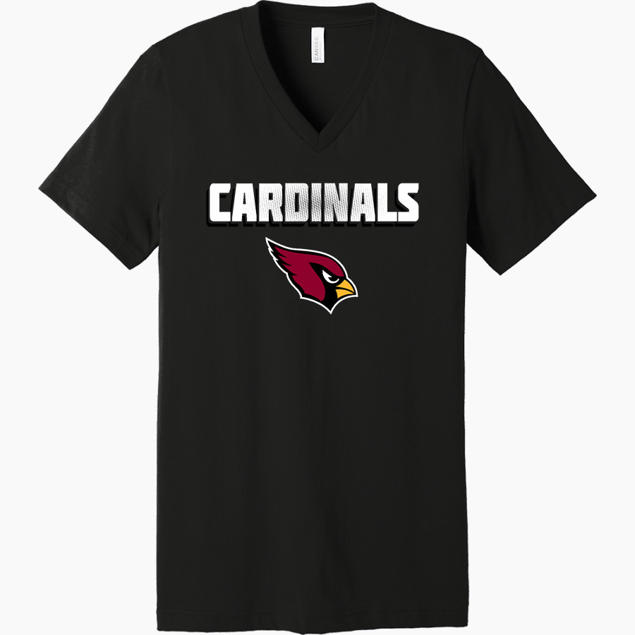 JOHANNESBURG-LEWISTON HIGH SCH CARDINALS <span class="pdp-name-mascot">JOHANNESBURG - LEWISTON CARDINALS</span> Bella+Canvas Unisex Jersey Short Sleeve V-Neck Tee