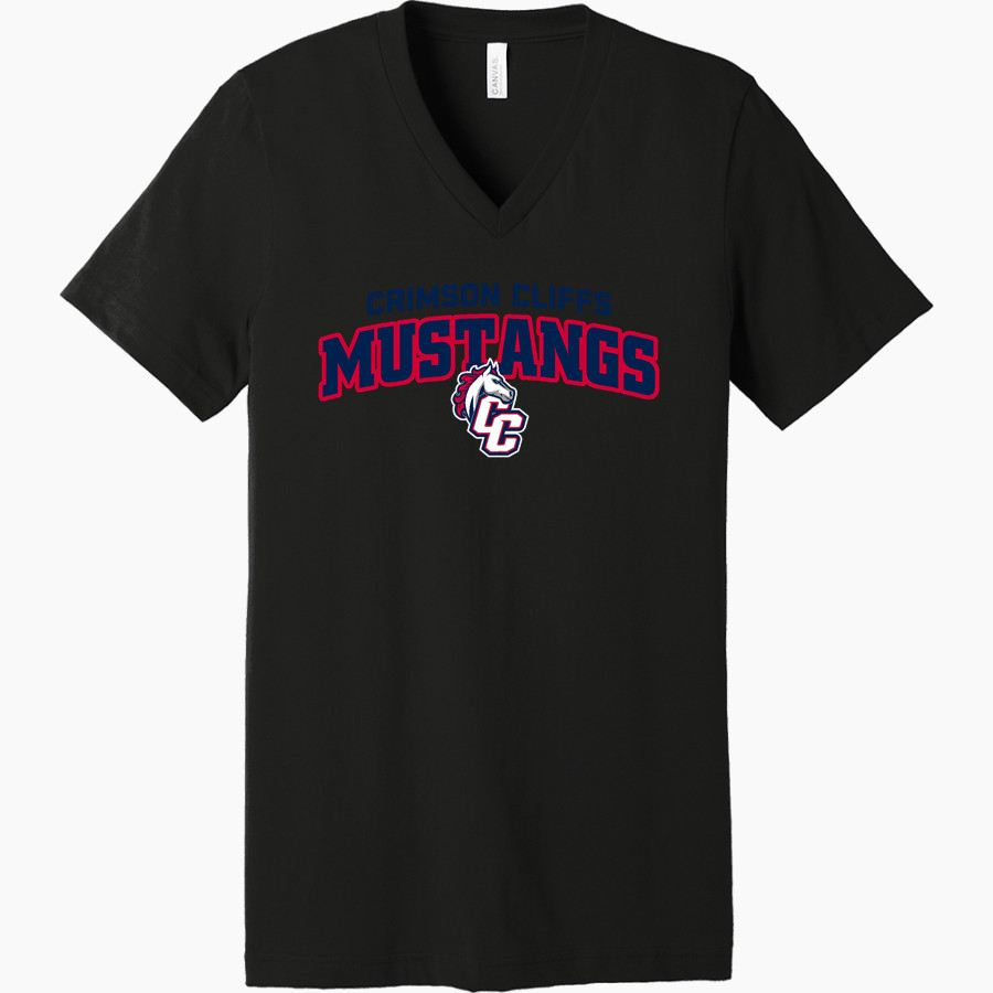 Crimson Cliffs Mustangs <span class="pdp-name-mascot">Crimson Cliffs Mustangs</span> Bella+Canvas Unisex Jersey Short Sleeve V-Neck Tee