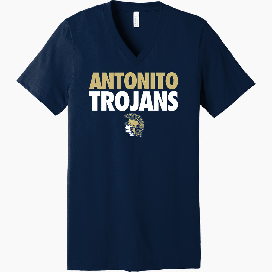 Antonito Trojans <span class="pdp-name-mascot">South Conejos Antonito Trojans</span> Bella+Canvas Unisex Jersey Short Sleeve V-Neck Tee