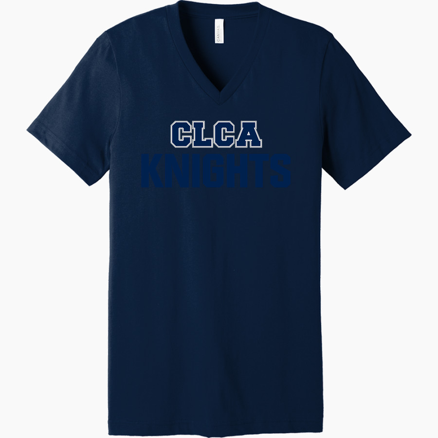 Crown of Life Knights <span class="pdp-name-mascot">Crown of Life Christian Academy Knights</span> Bella+Canvas Unisex Jersey Short Sleeve V-Neck Tee