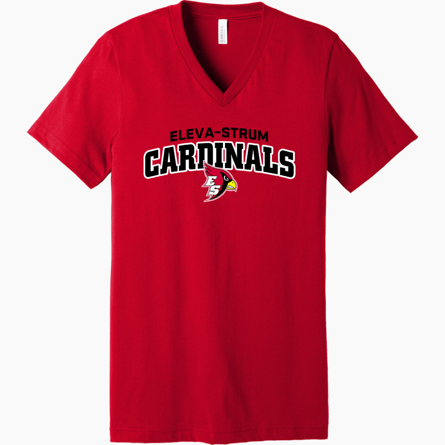 Eleva-Strum Cardinals <span class="pdp-name-mascot">Eleva-Strum Cardinals</span> Bella+Canvas Unisex Jersey Short Sleeve V-Neck Tee