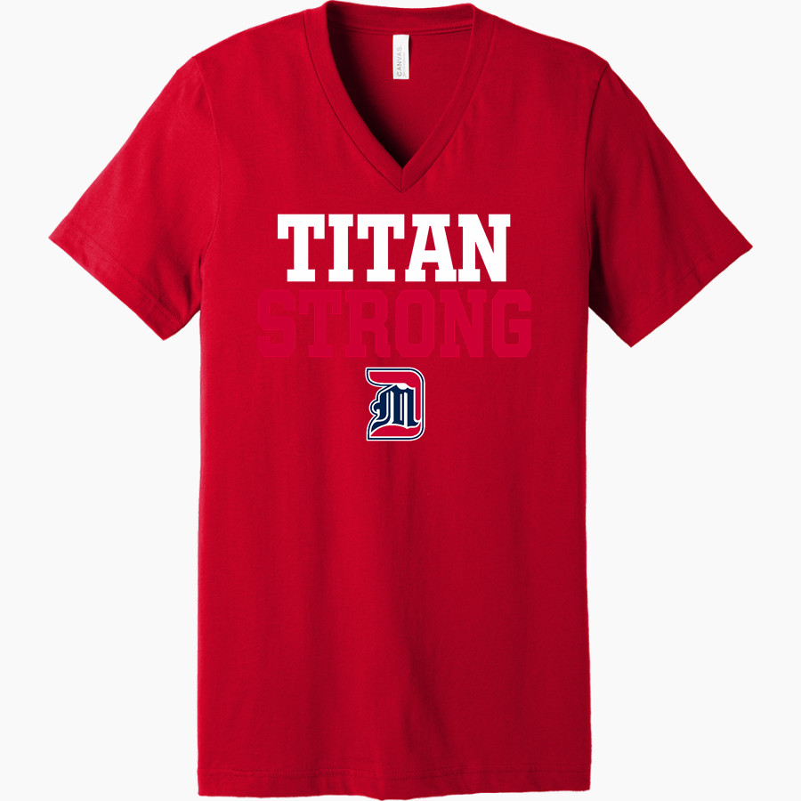 Detroit Mercy Titans Sideline Store <span class="pdp-name-mascot">UDM Titans</span> Bella+Canvas Unisex Jersey Short Sleeve V-Neck Tee
