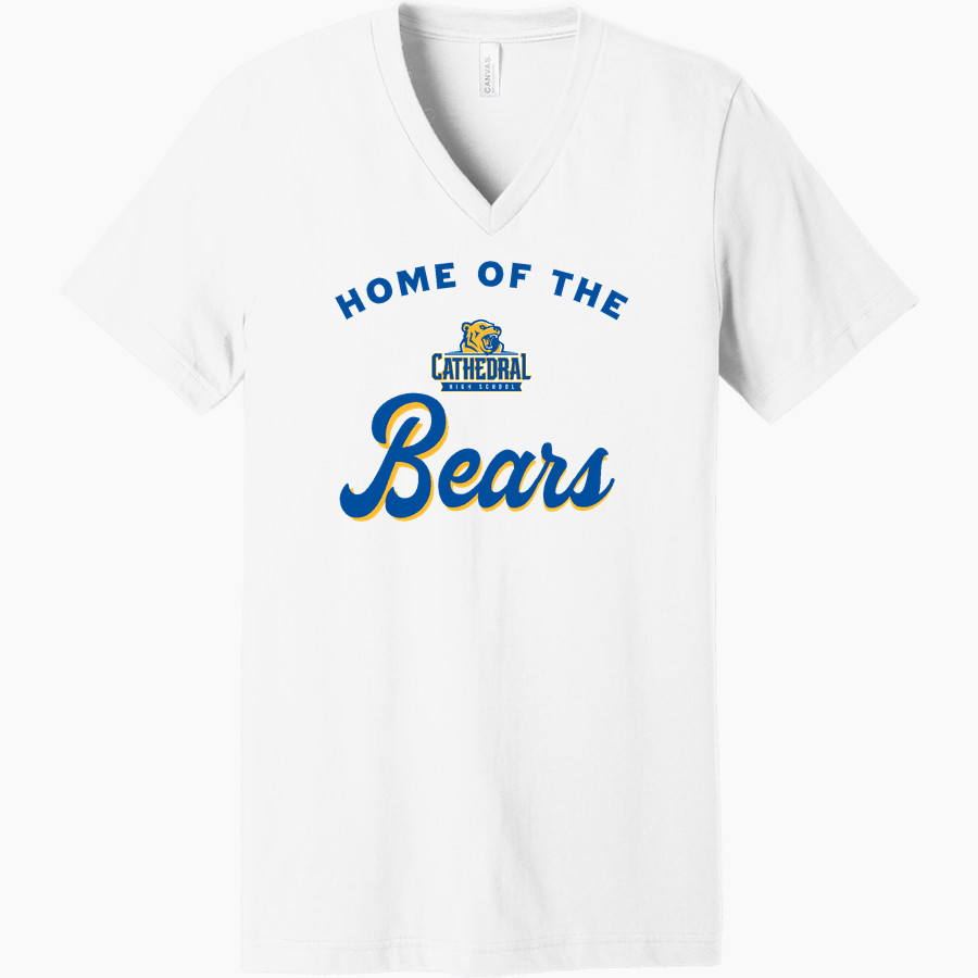 Cathedral Bears <span class="pdp-name-mascot">Cathedral High School Bears</span> Bella+Canvas Unisex Jersey Short Sleeve V-Neck Tee