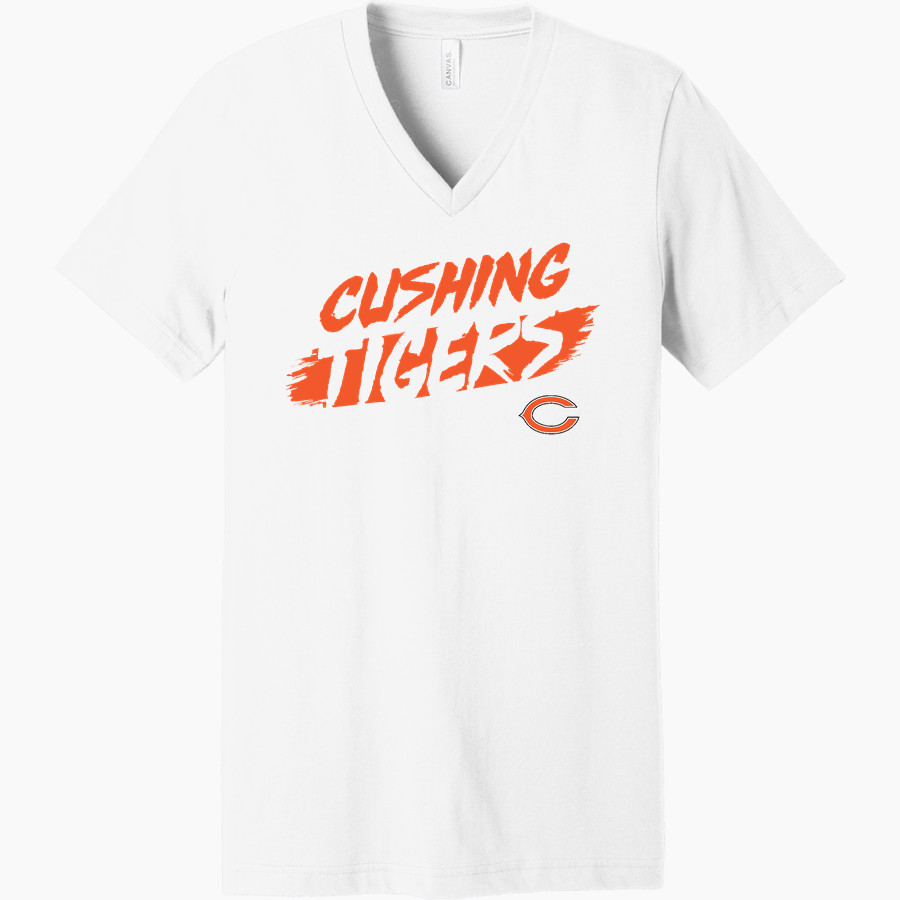 CUSHING HIGH SCHOOL TIGERS Bella+Canvas Unisex Jersey Short Sleeve V-Neck Tee
