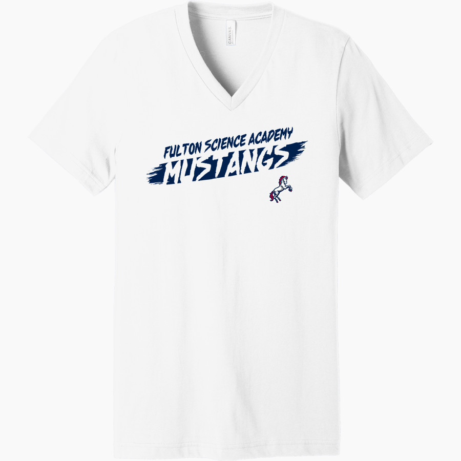 Fulton Science Academy Mustangs Bella+Canvas Unisex Jersey Short Sleeve V-Neck Tee