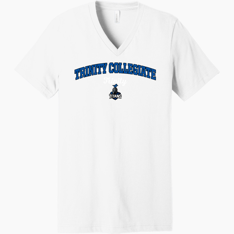 TRINITY COLLEGIATE SCHOOL TITANS <span class="pdp-name-mascot">TRINITY COLLEGIATE TITANS</span> Bella+Canvas Unisex Jersey Short Sleeve V-Neck Tee