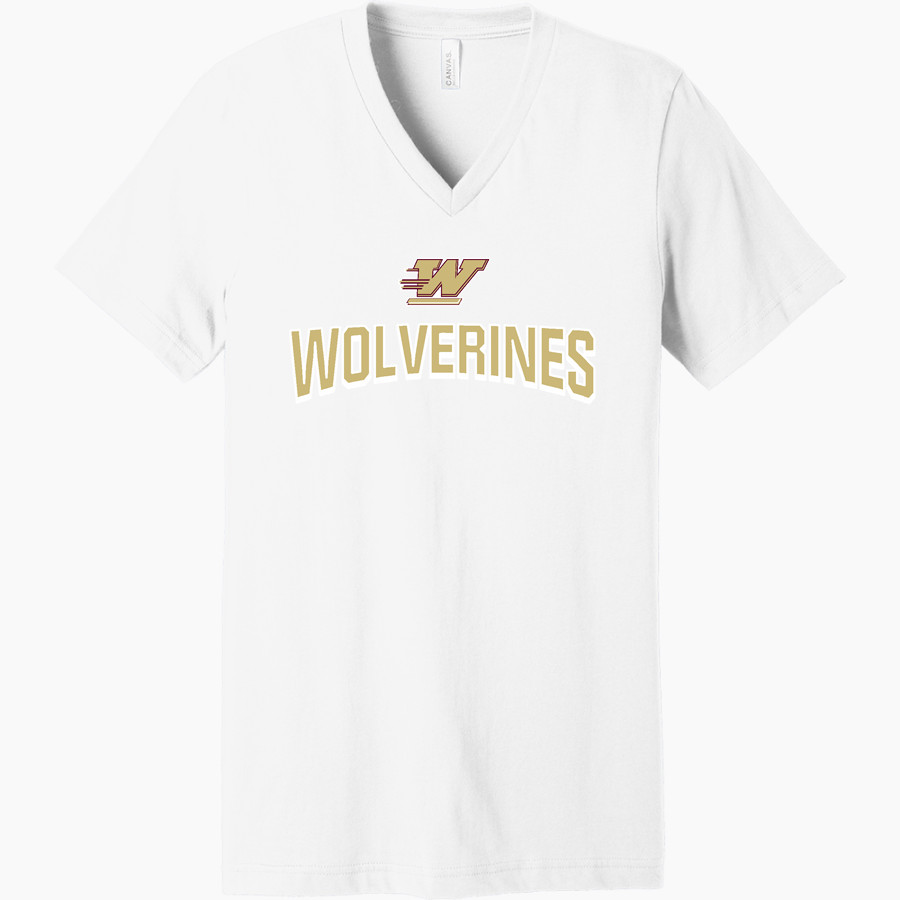 WOODRUFF HIGH SCHOOL WOLVERINES Bella+Canvas Unisex Jersey Short Sleeve V-Neck Tee