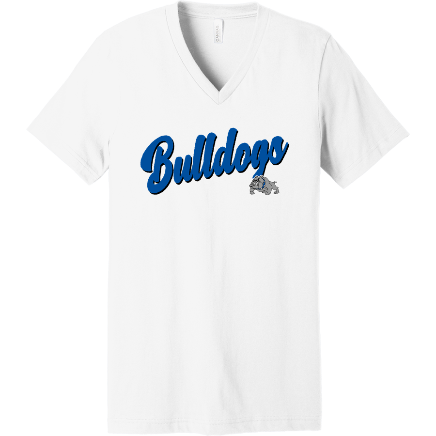 LYMAN MEMORIAL HIGH SCHOOL BULLDOGS <span class="pdp-name-mascot">LYMAN MEMORIAL BULLDOGS</span> Bella+Canvas Unisex Jersey Short Sleeve V-Neck Tee