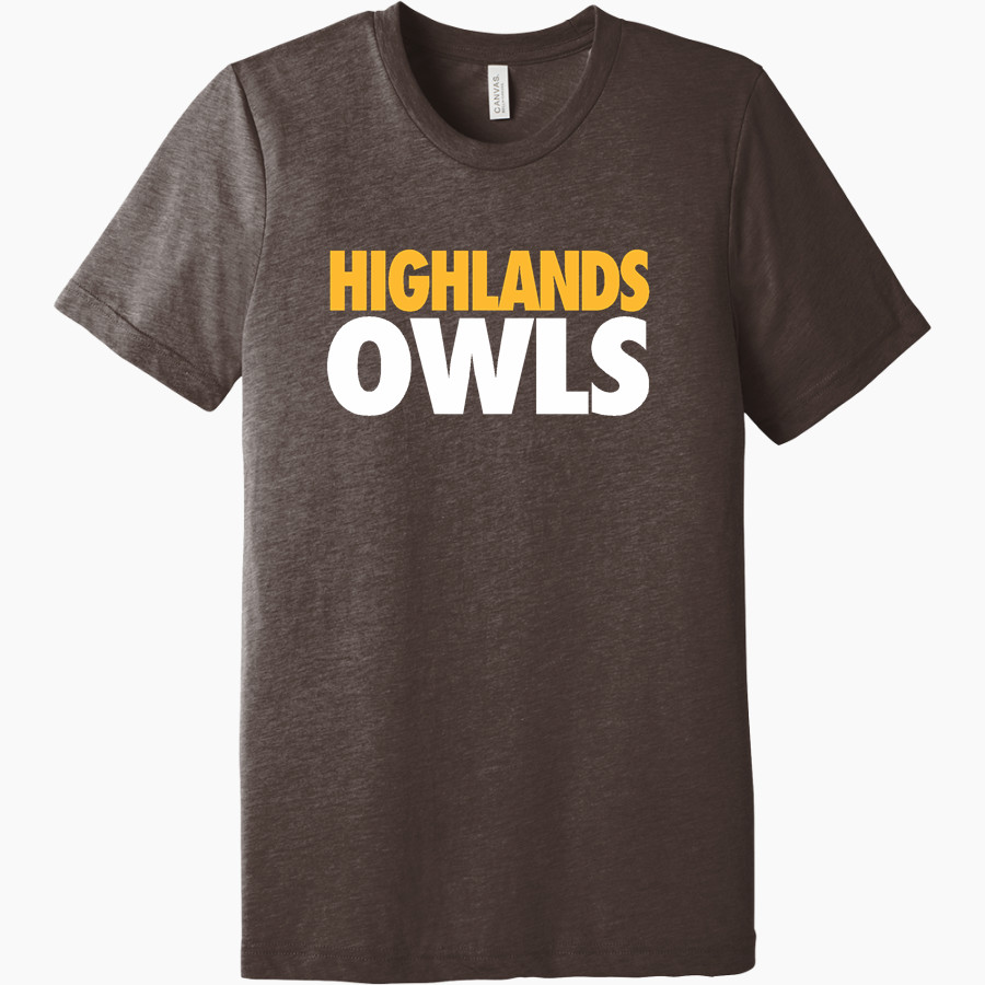 Highlands Owls BELLA+CANVAS Unisex Triblend Short Sleeve Tee