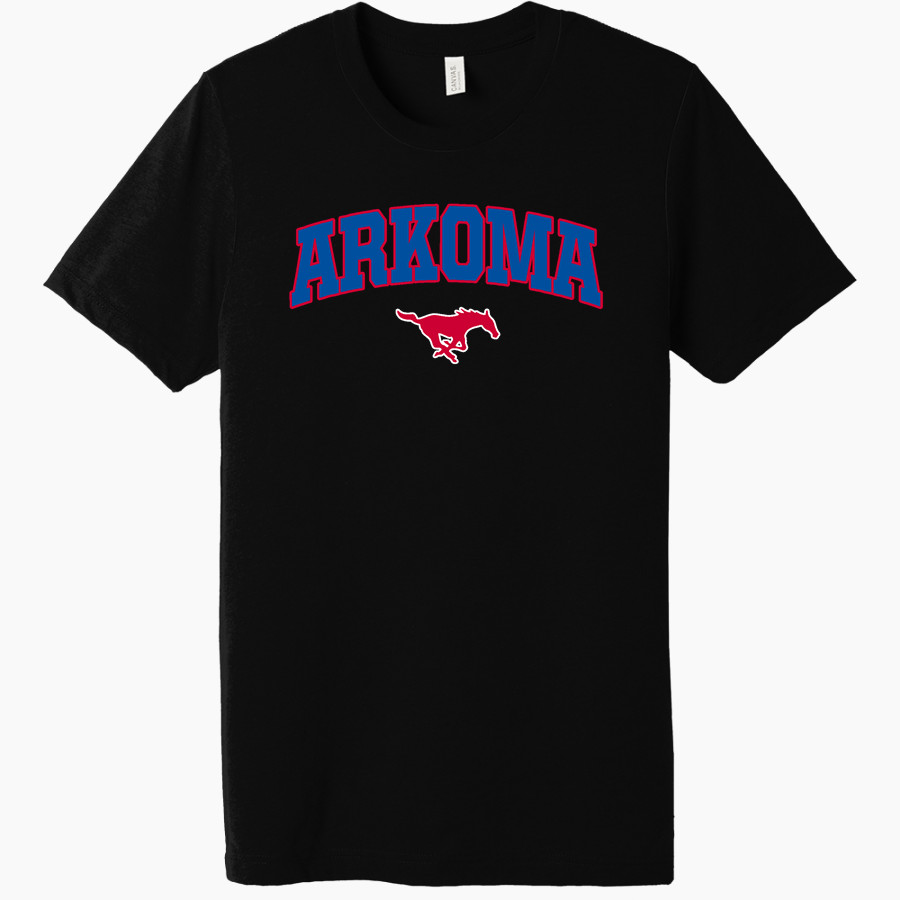 ARKOMA HIGH SCHOOL MUSTANGS <span class="pdp-name-mascot">ARKOMA MUSTANGS</span> BELLA+CANVAS Unisex Triblend Short Sleeve Tee