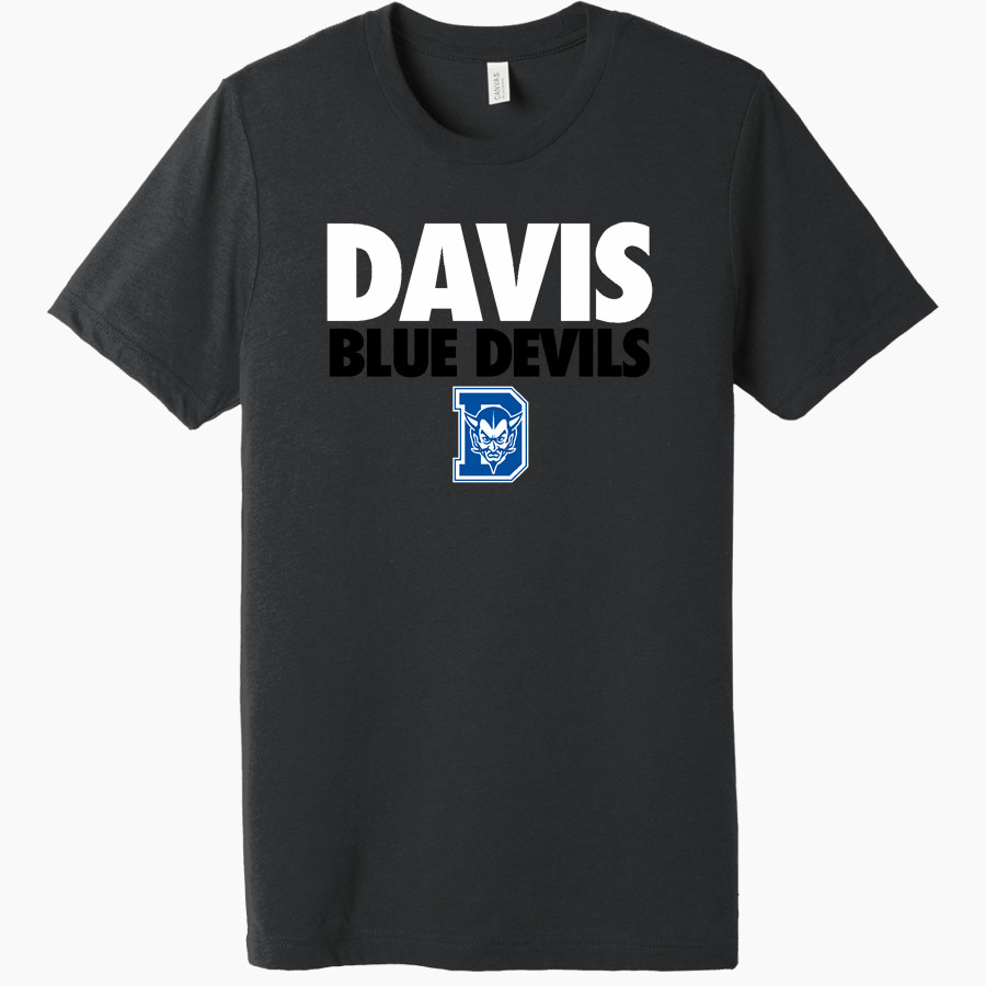DAVIS SENIOR HIGH SCHOOL BLUE DEVILS <span class="pdp-name-mascot">DAVIS BLUE DEVILS</span> BELLA+CANVAS Unisex Triblend Short Sleeve Tee