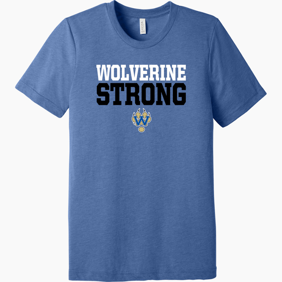 WAUKESHA WEST HIGH SCHOOL WOLVERINES <span class="pdp-name-mascot">WAUKESHA WEST WOLVERINES</span> BELLA+CANVAS Unisex Triblend Short Sleeve Tee