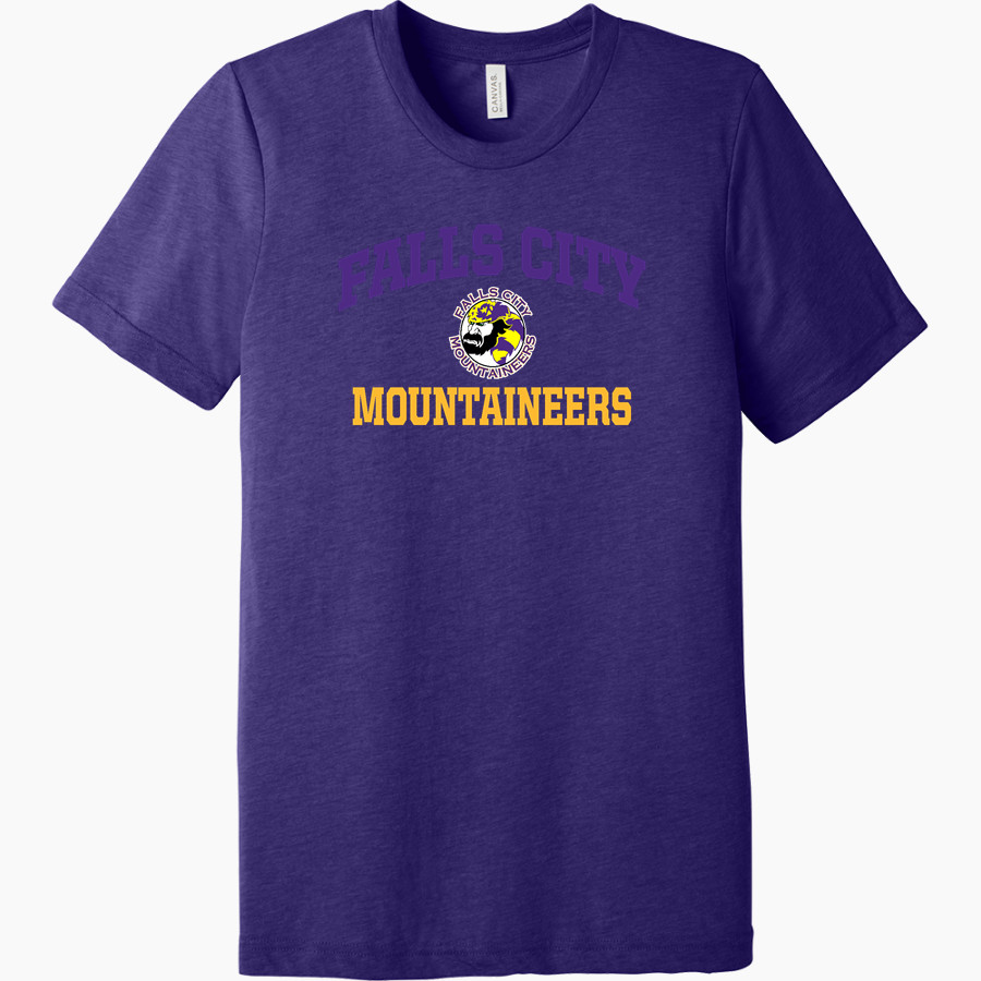 FALLS CITY HIGH SCHOOL MOUNTAINEERS <span class="pdp-name-mascot">FALLS CITY MOUNTAINEERS</span> BELLA+CANVAS Unisex Triblend Short Sleeve Tee
