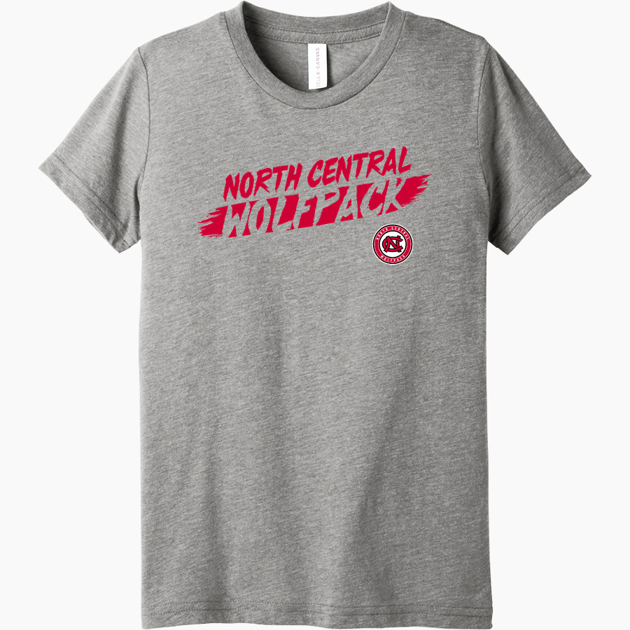 NORTH CENTRAL HIGH SCHOOL Wolfpack <span class="pdp-name-mascot">NORTH CENTRAL INDIANS</span> Bella+Canvas Youth Triblend SS Tee