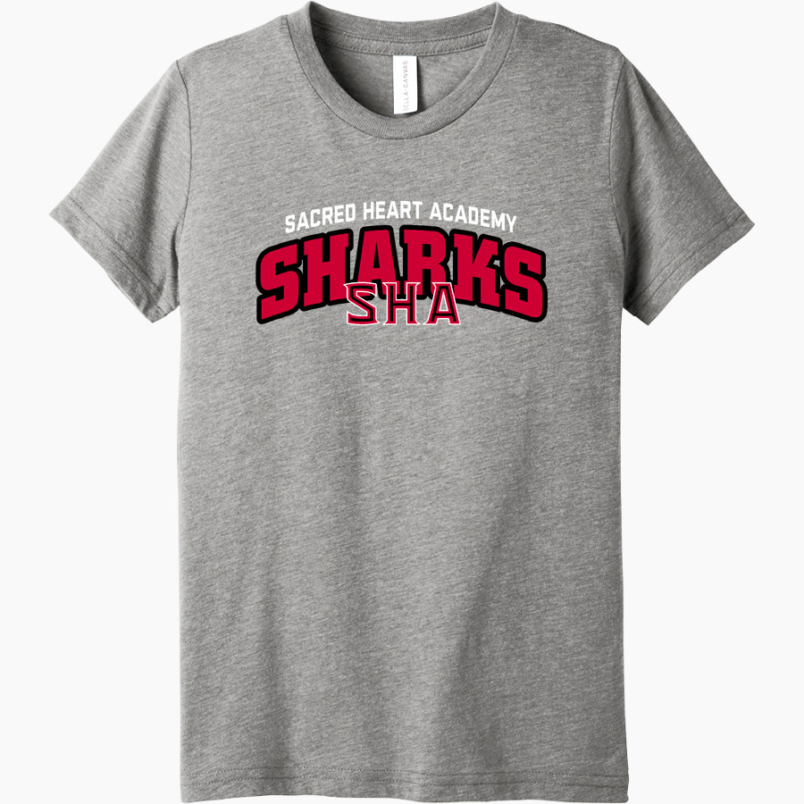 Sacred Heart Academy Sharks <span class="pdp-name-mascot">Sacred Heart Academy Sharks</span> Bella+Canvas Youth Triblend SS Tee