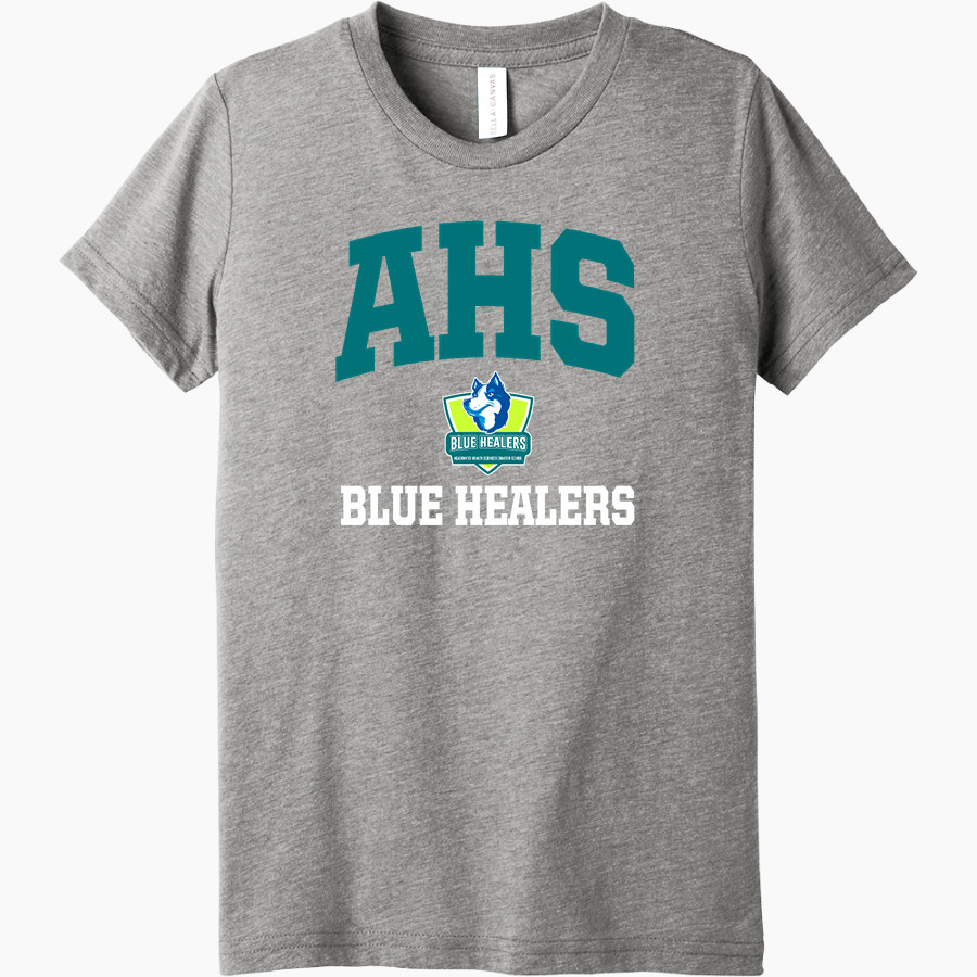 Academy of Health Sciences Charter School <span class="pdp-name-mascot">AHS Blue Healers</span> Bella+Canvas Youth Triblend SS Tee