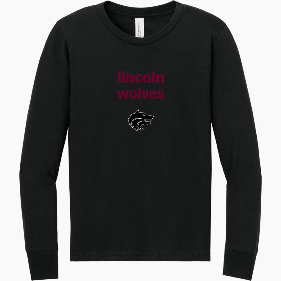 LINCOLN HIGH SCHOOL WOLVES <span class="pdp-name-mascot">LINCOLN WOLVES</span> BELLA+CANVAS Youth Jersey Long Sleeve Tee